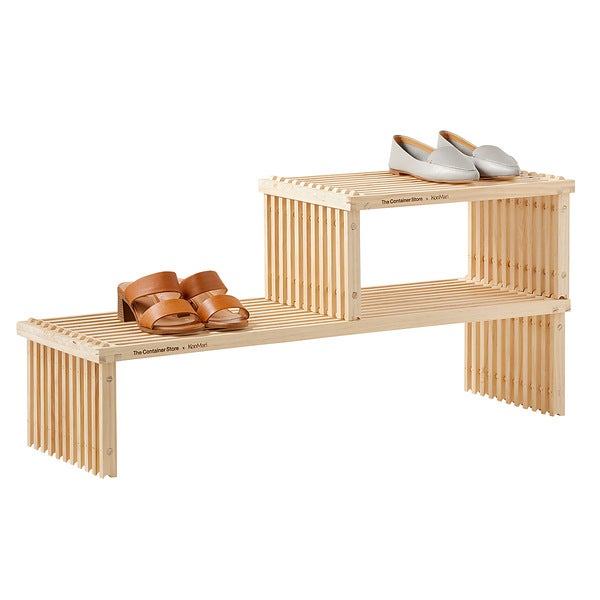 The Container Store Shoji Slatted Wood Shoe Shelf The Container