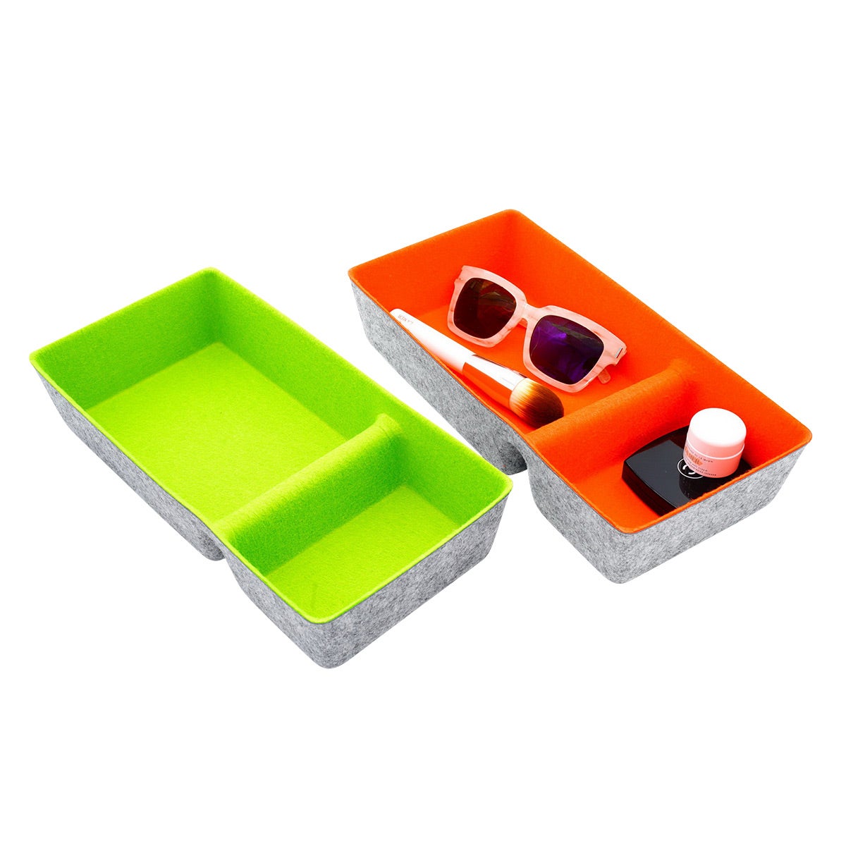 Welaxy 2-Piece Desk Drawer Organizer Orange + Green