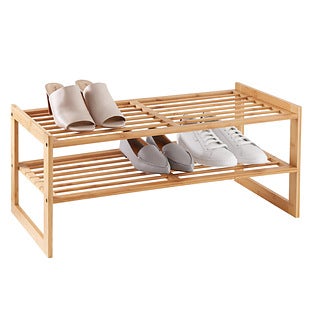 2-Tier Bamboo Stackable Shoe Shelf