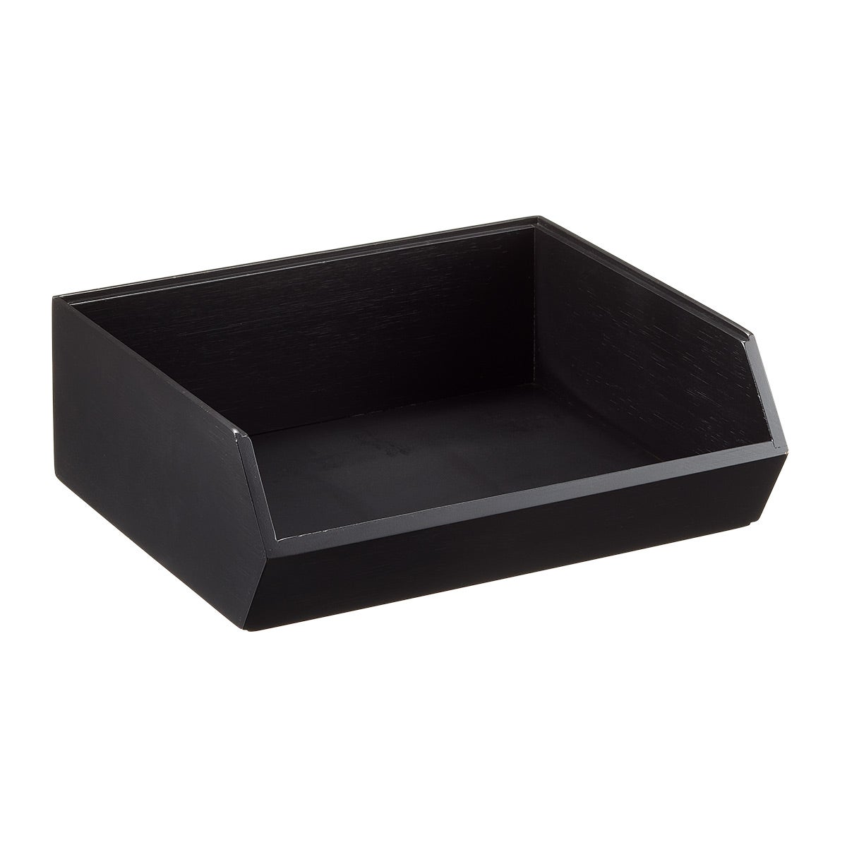 The Container Store Kyoto Large Stacking Bamboo Bin Black