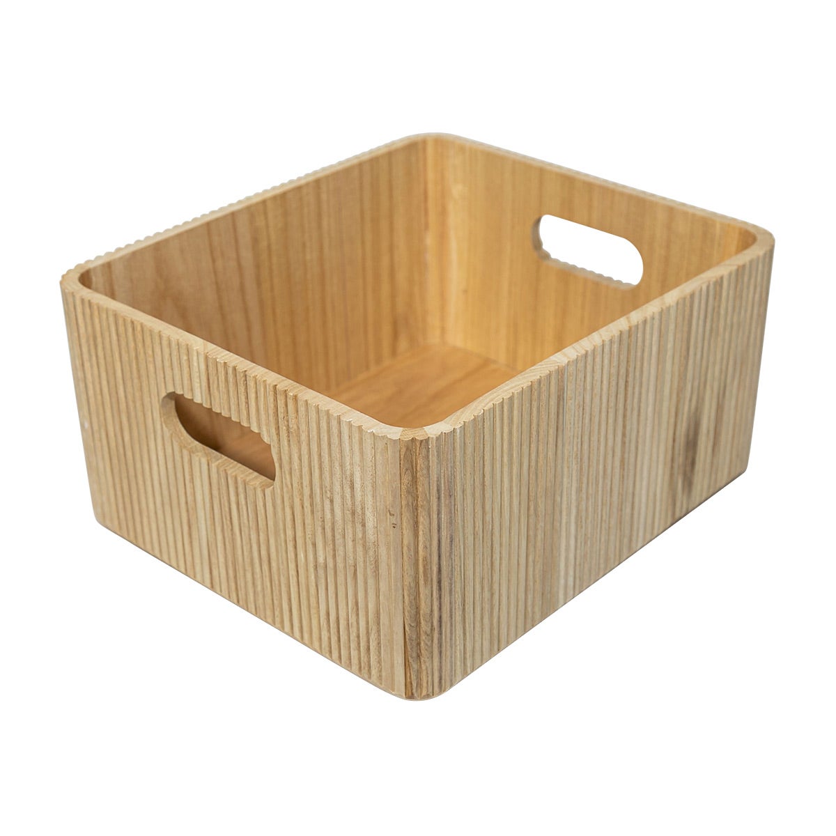 Horderly Ribbed Wood Bin (set of 4) Natural Set of 4