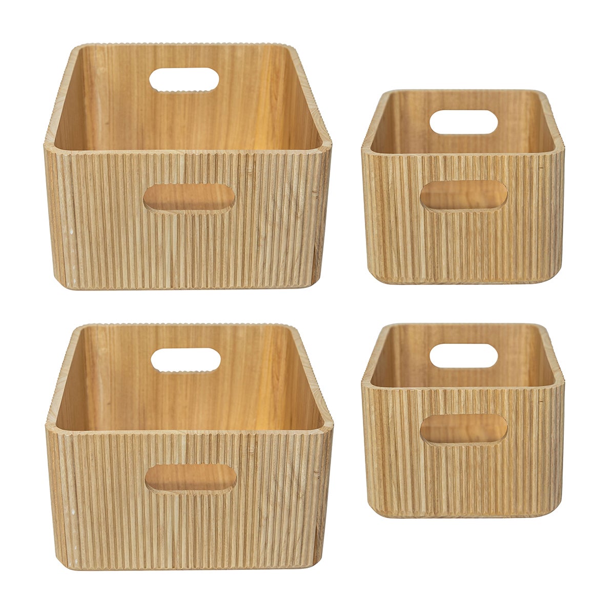 Horderly Wooden Ribbed Bin Set