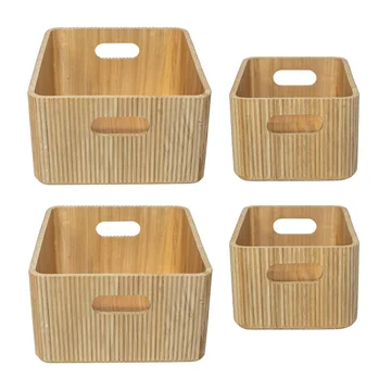 Horderly Wooden Ribbed Bin Set