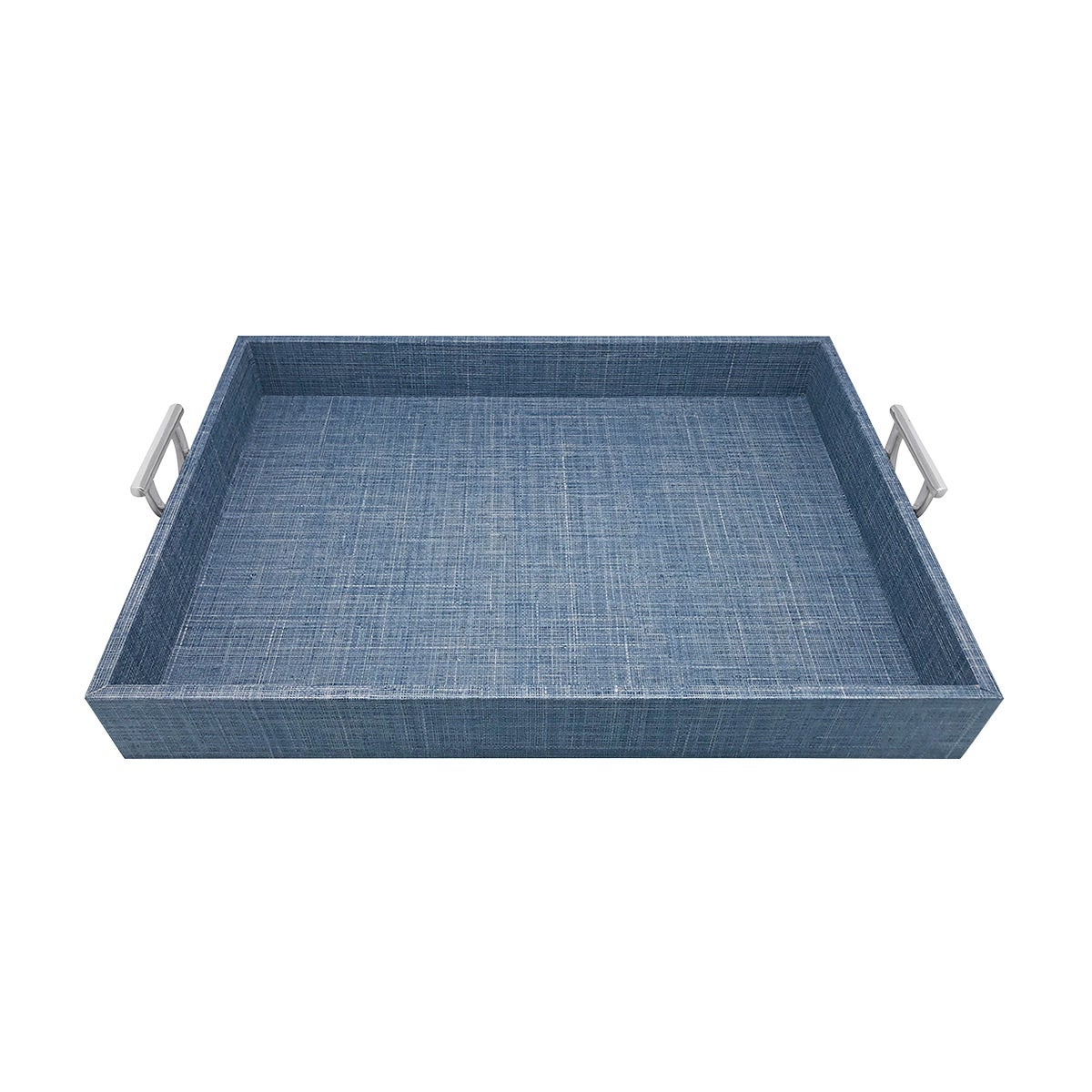 Mariposa Heather Faux Grasscloth Tray Blue