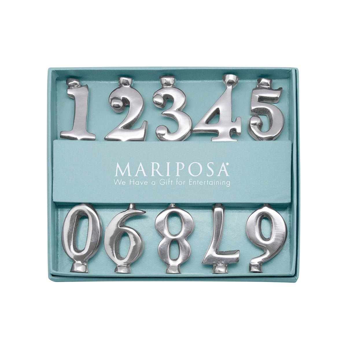 Mariposa Candle Number Holder Set, 10 Silver