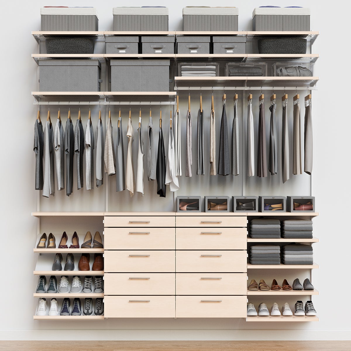 Décor+ by Elfa 8' Reach-In Closet Mt White & Nat Birch