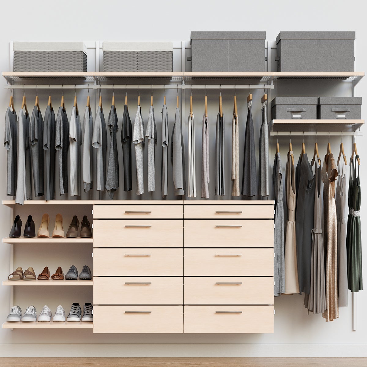 Décor+ by Elfa 8' Reach-In Closet White & Nat Birch