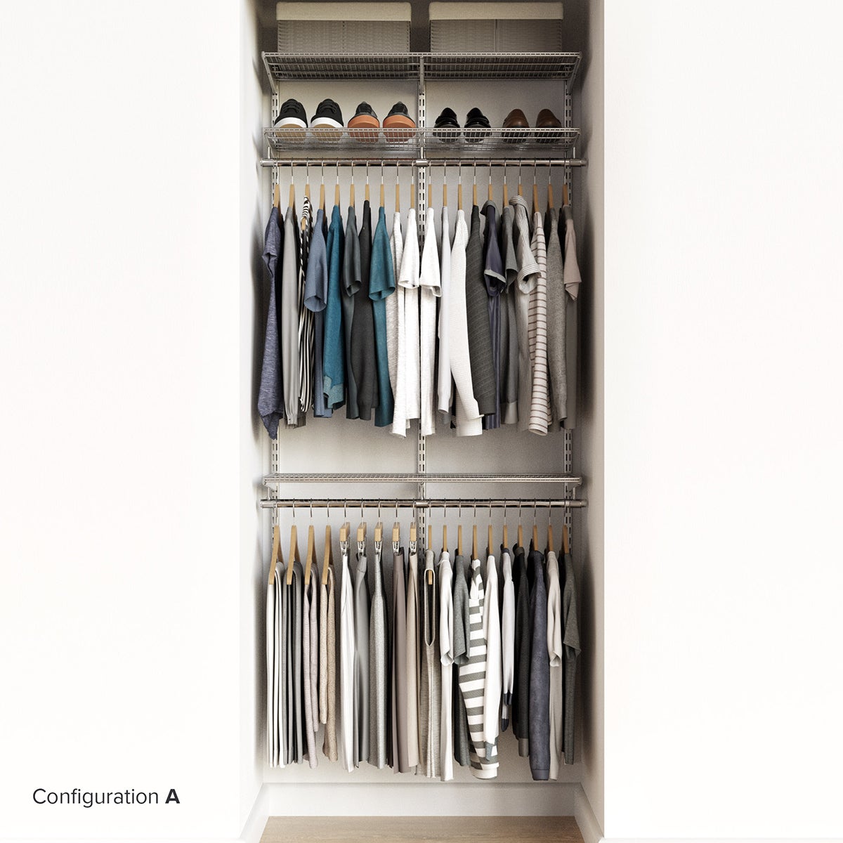 Elfa Classic 3' Closet Starter Kit Platinum