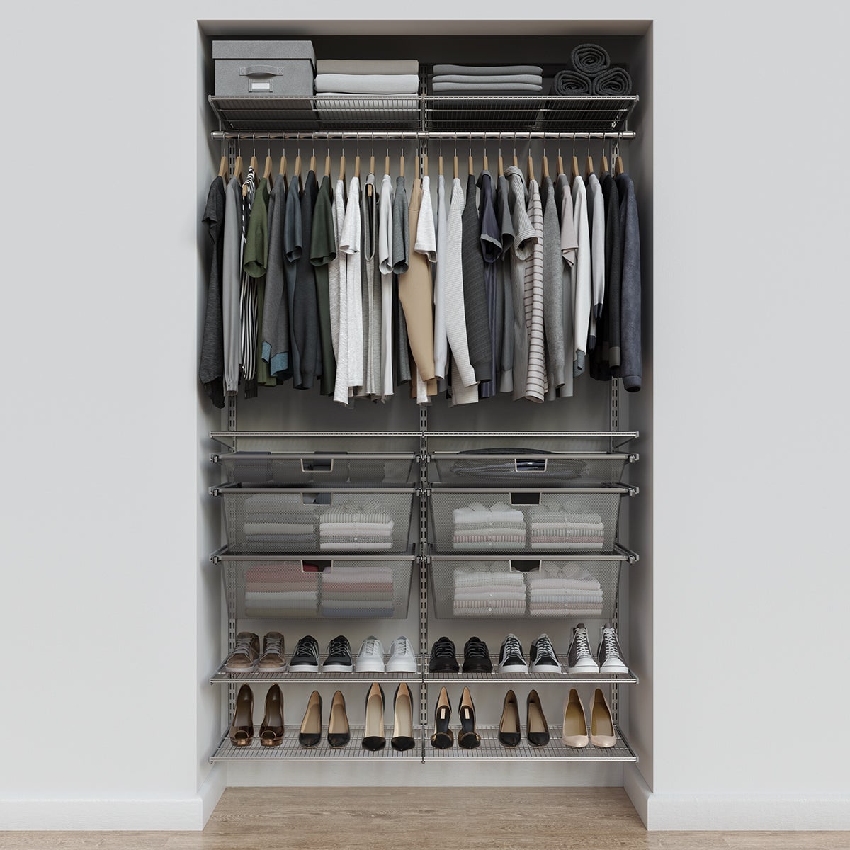 Elfa Classic 4' Reach-In Closet Solution | The Container Store