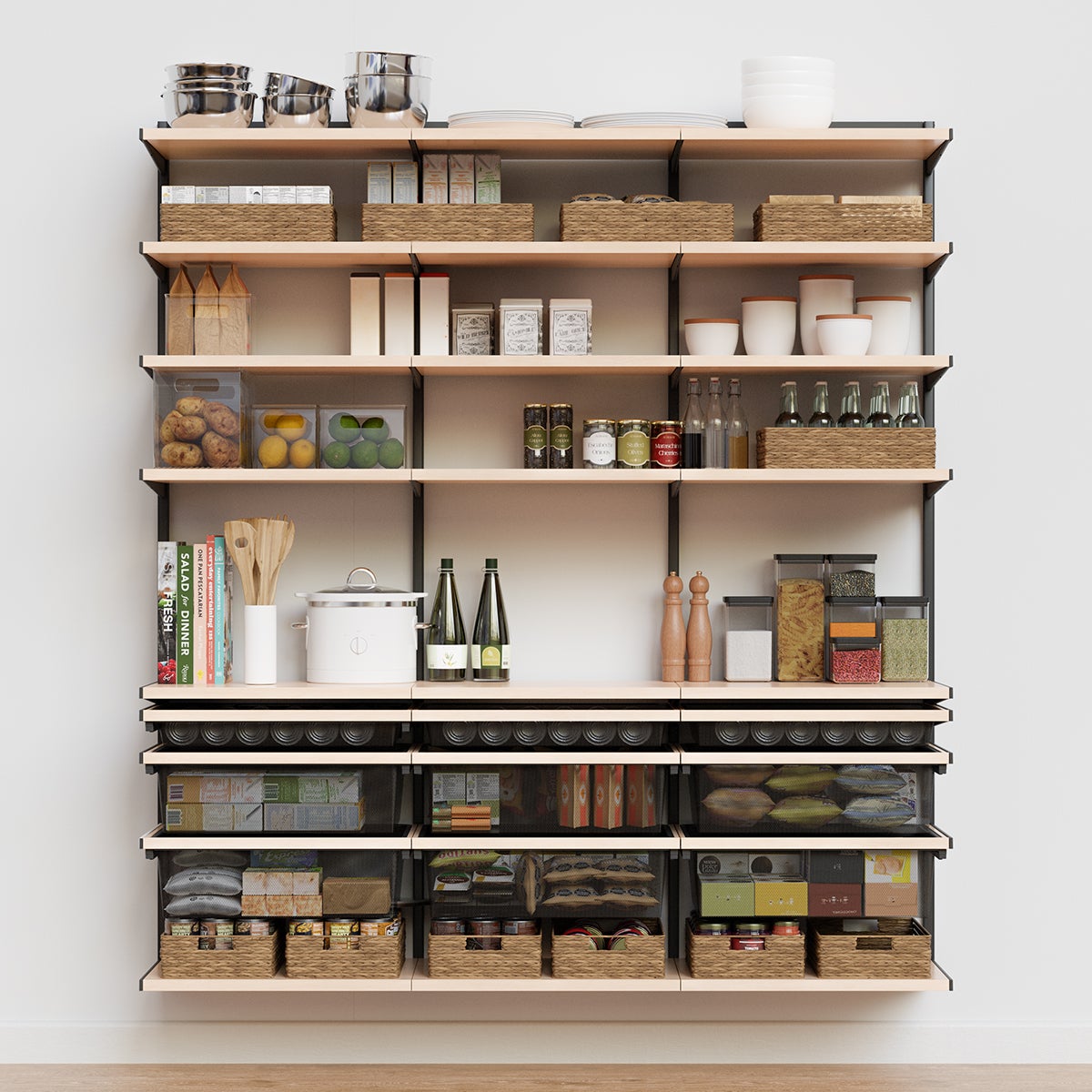 Décor+ by Elfa 6' Pantry Mt Grey & Nat Birch