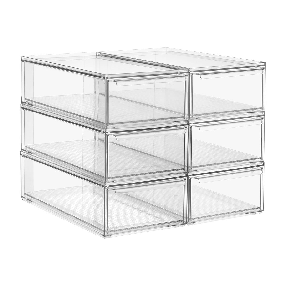 Everything Organizer Case of 6 Short Fridge Drawers Clear