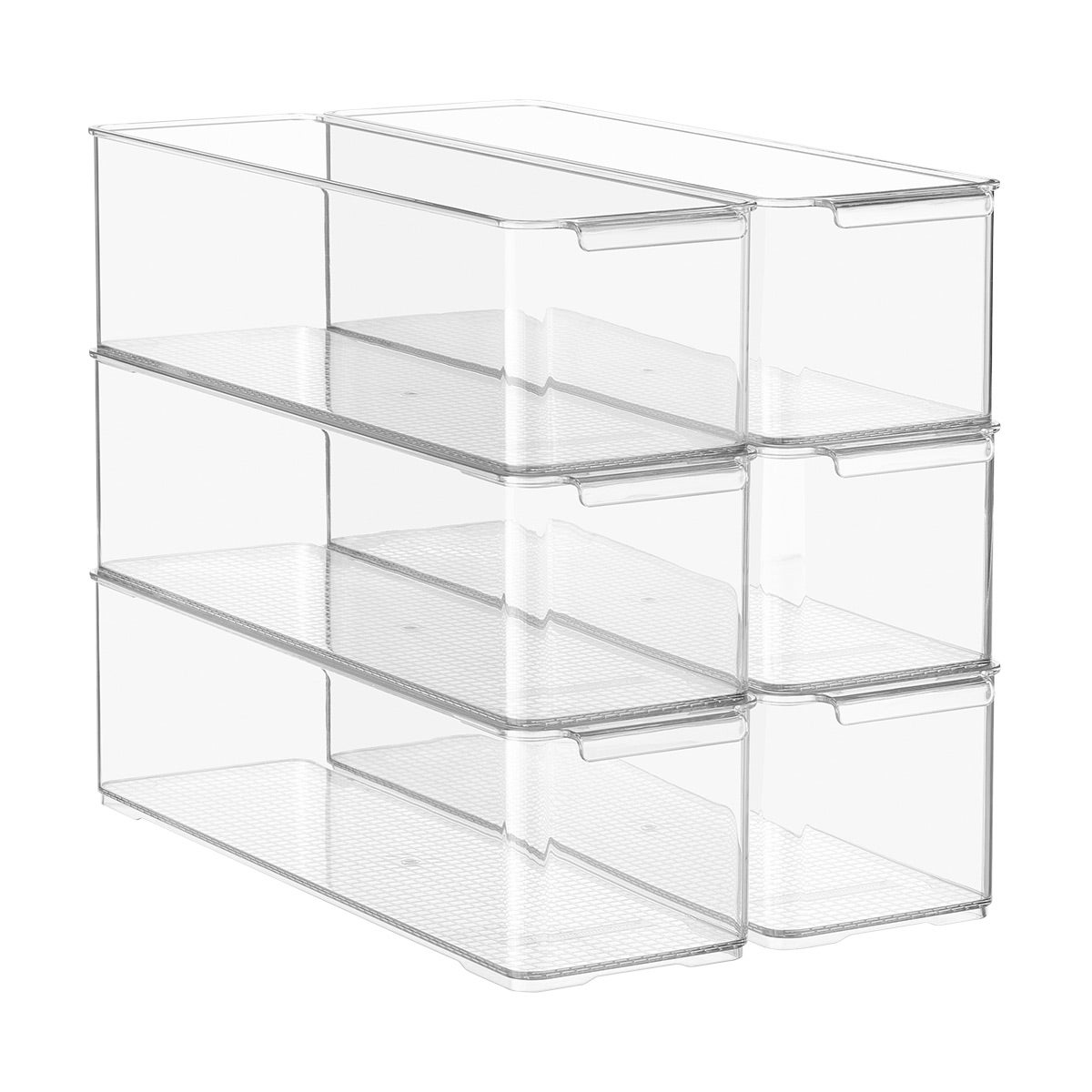 Everything Organizer Case of 6 Narrow Fridge Bins Clear
