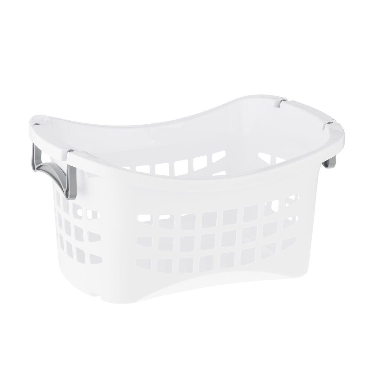 White Stackable Laundry Basket with Grey Handles