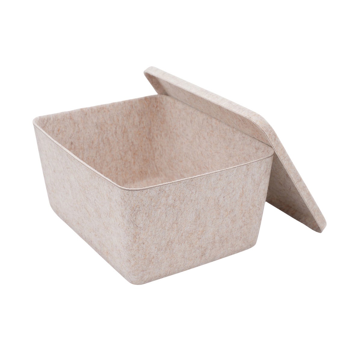 Welaxy Medium Felt Storage Bin with Lid Oatmeal