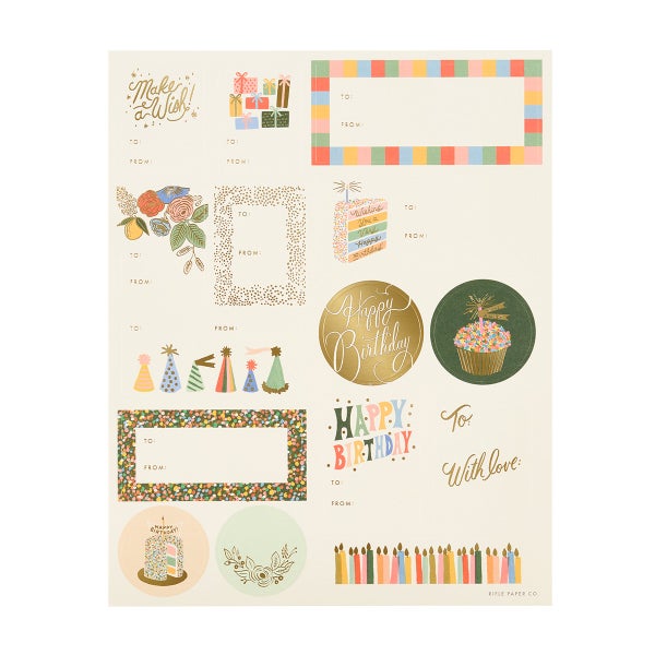 Rifle Paper Co. Birthday Cake Adhesive Tags Pack of 3
