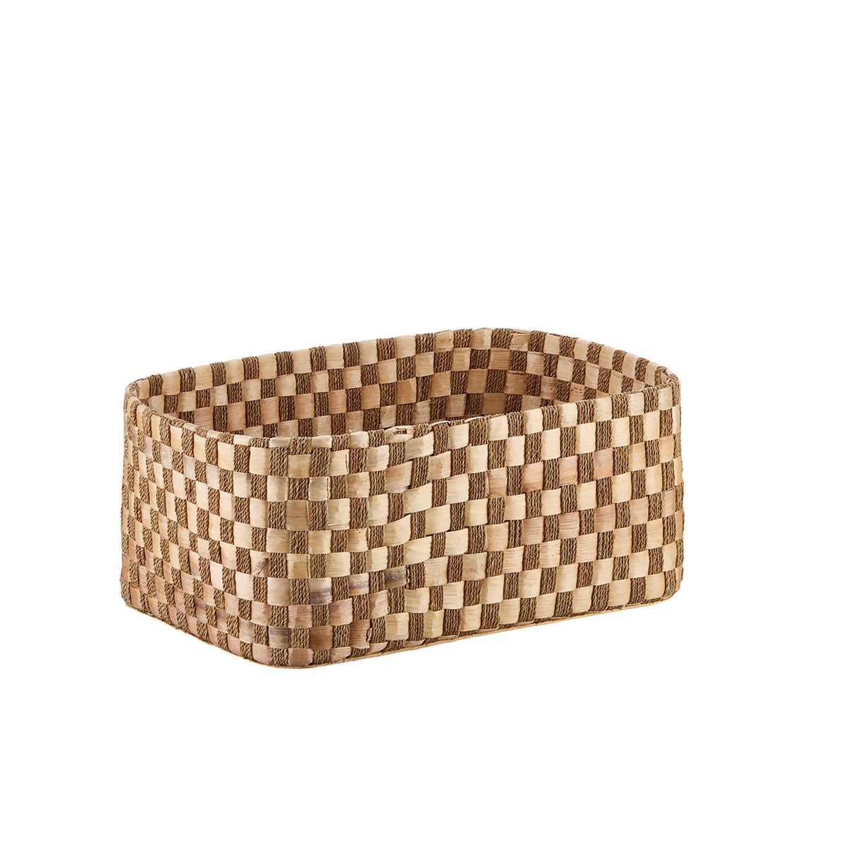 The Container Store Banana Leaf Checkerboard Bin