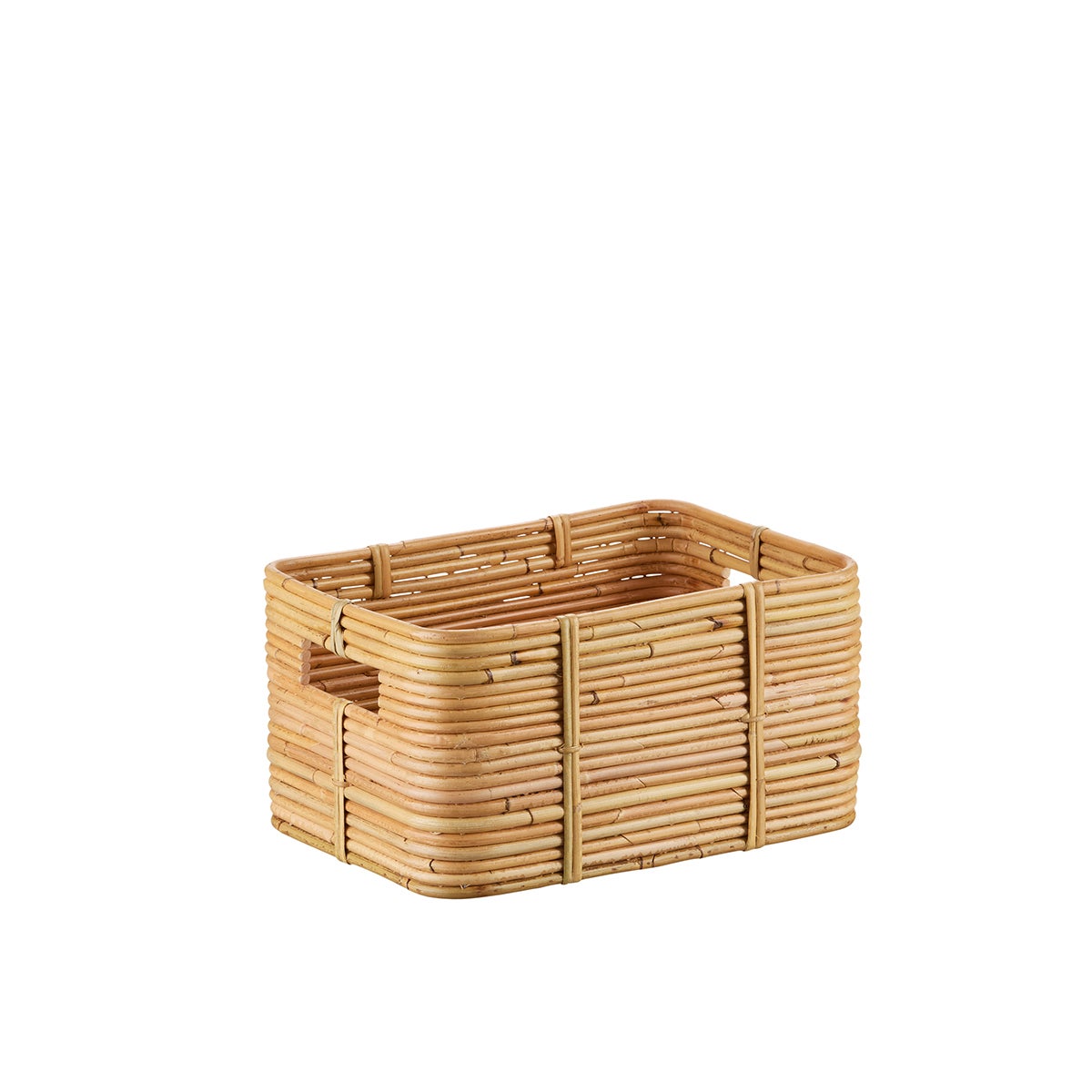 The Container Store Medium Reeded Rattan Bin Natural