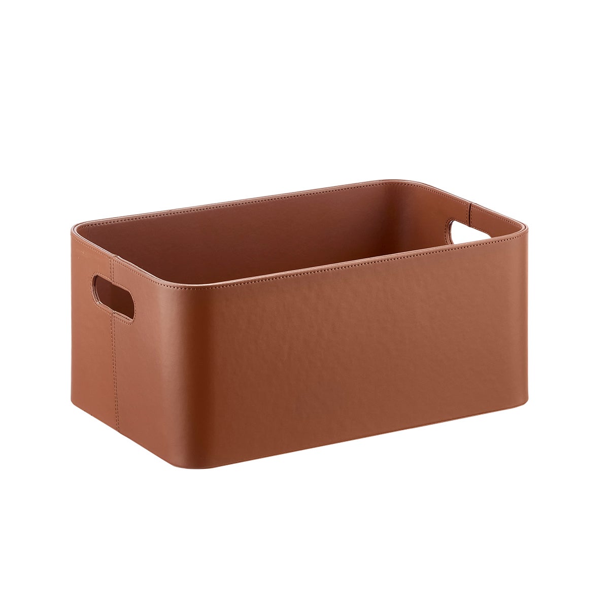 The Container Store Small Samson Faux Leather Cognac
