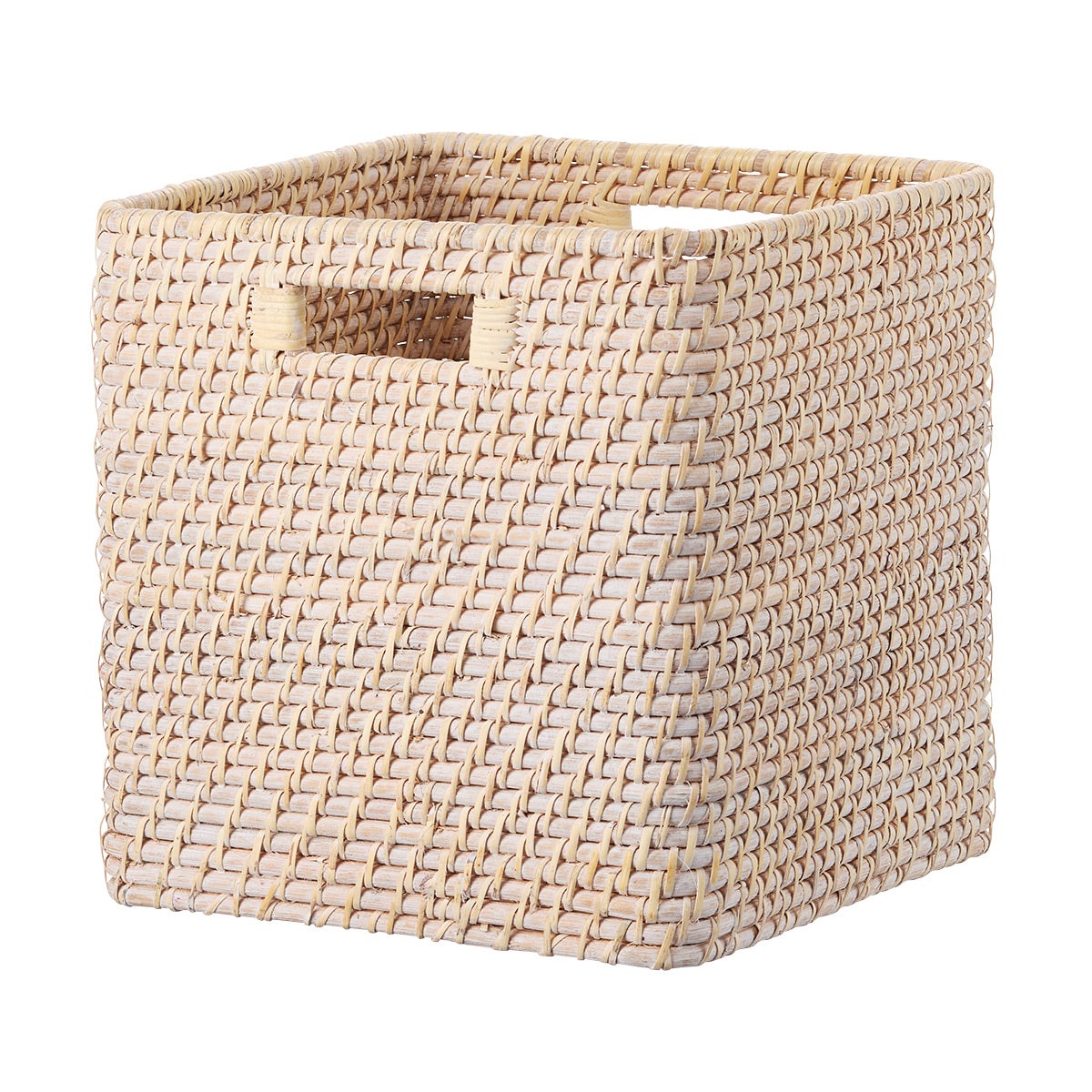 The Container Store Large Ori Rattan Cube Whitewash