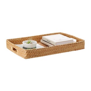 The Container Store Ori Rattan Rectangle Tray