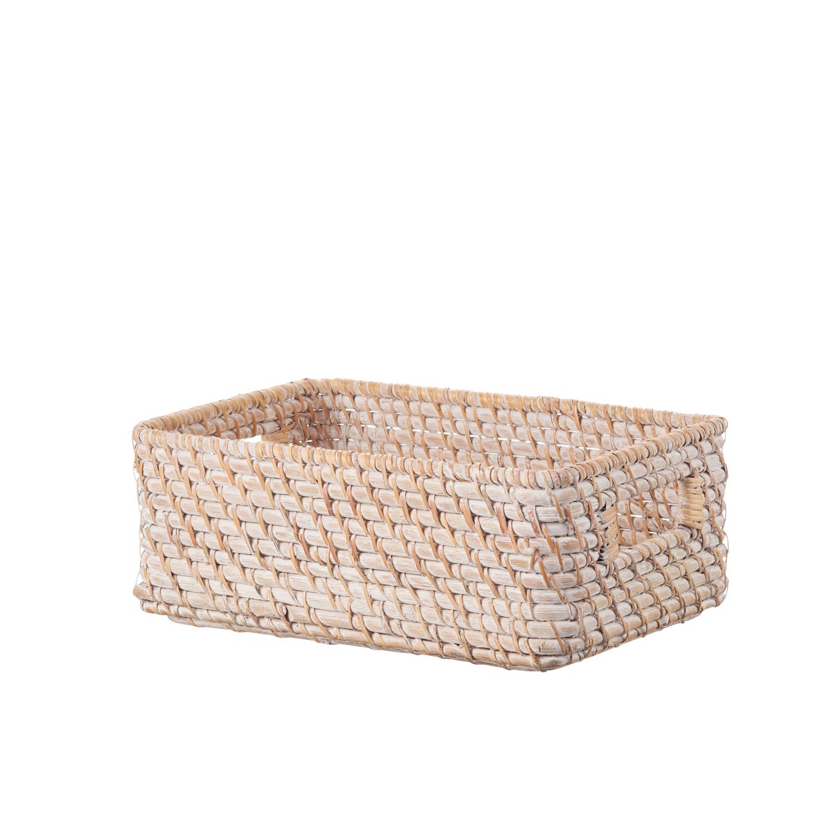 The Container Store Medium Ori Rattan Bin Whitewash
