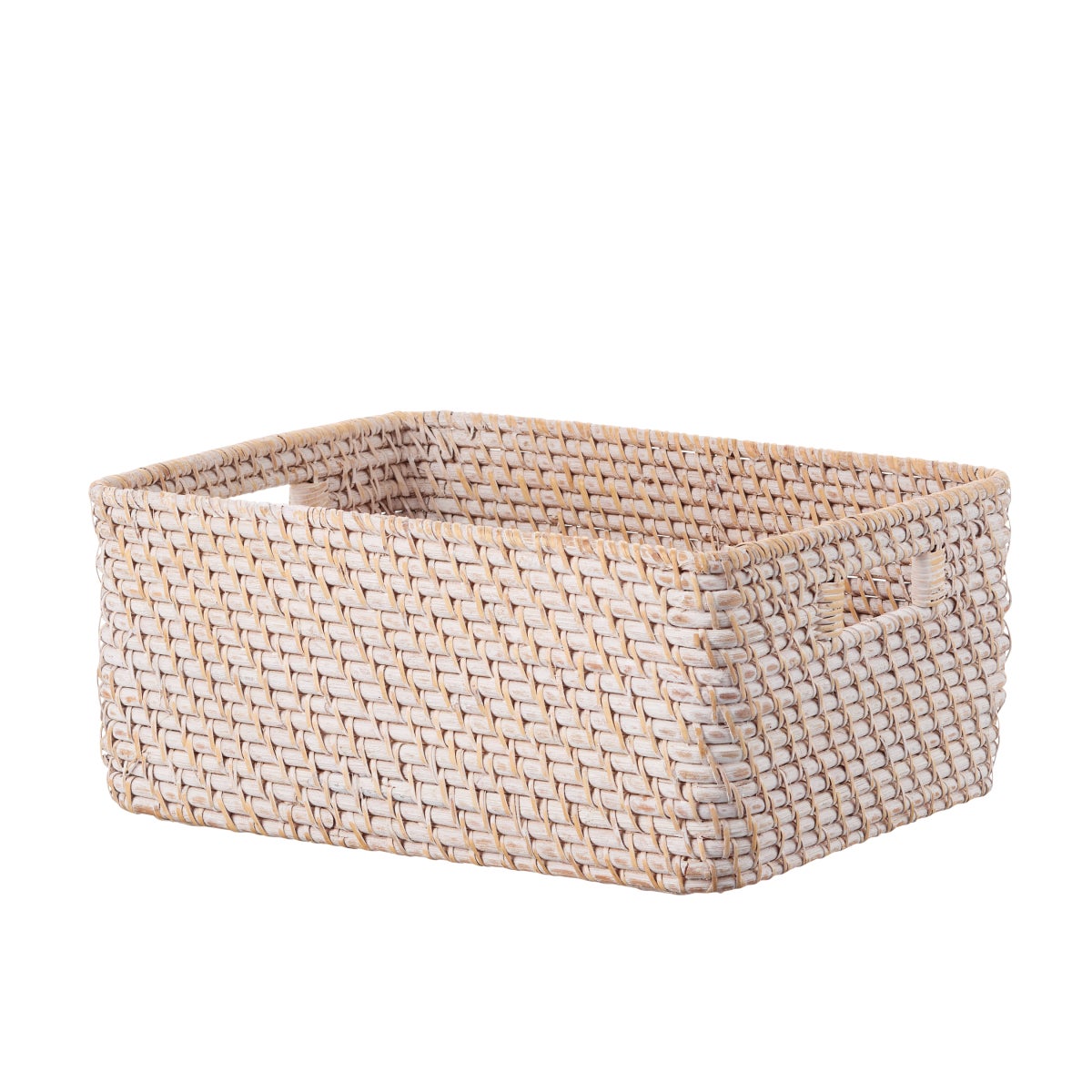 The Container Store Large Ori Rattan Bin Whitewash
