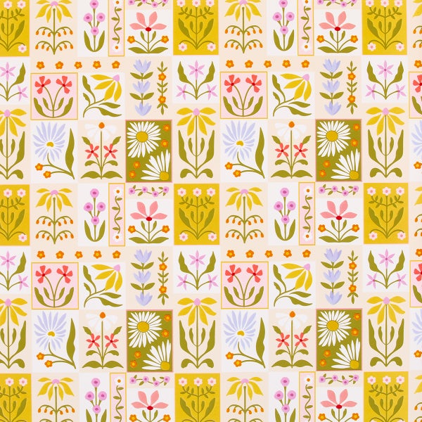 Punch Studio Flower Market Grid Wrapping Paper