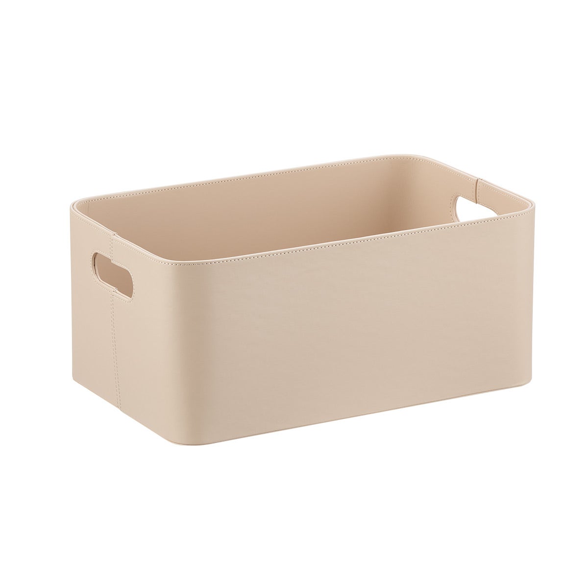 The Container Store Small Samson Faux Leather Bin Bone
