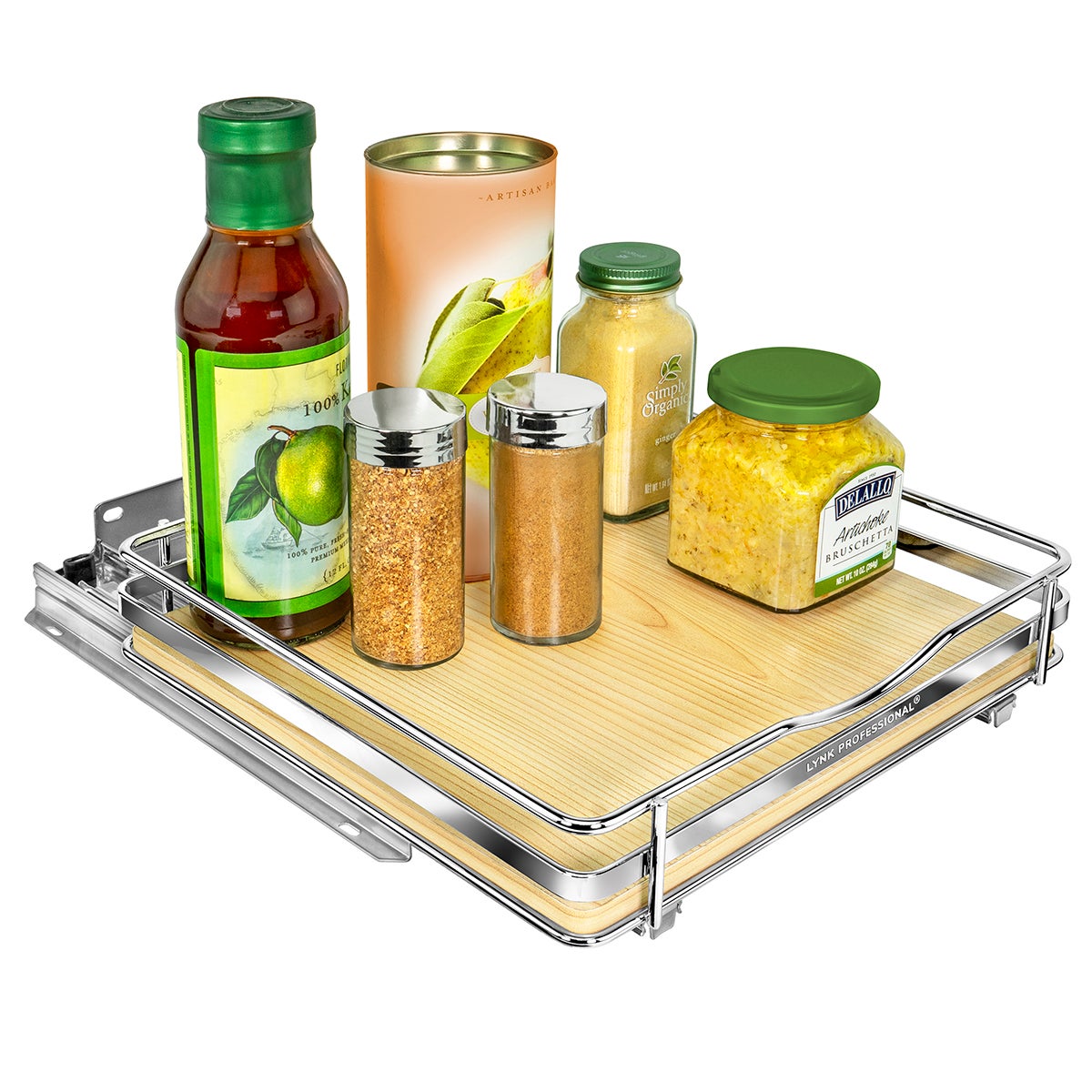 LYNK 10-1/4in 1-Tier Sliding Racks Chrome & Wood