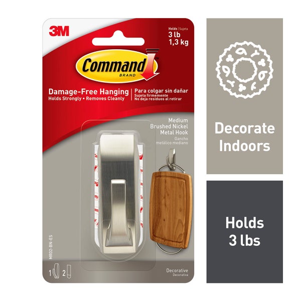 Command Adhesive Nickel Modern Hooks