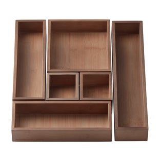 The Container Store Hikidashi Bamboo Drawer Organizers Set of 6