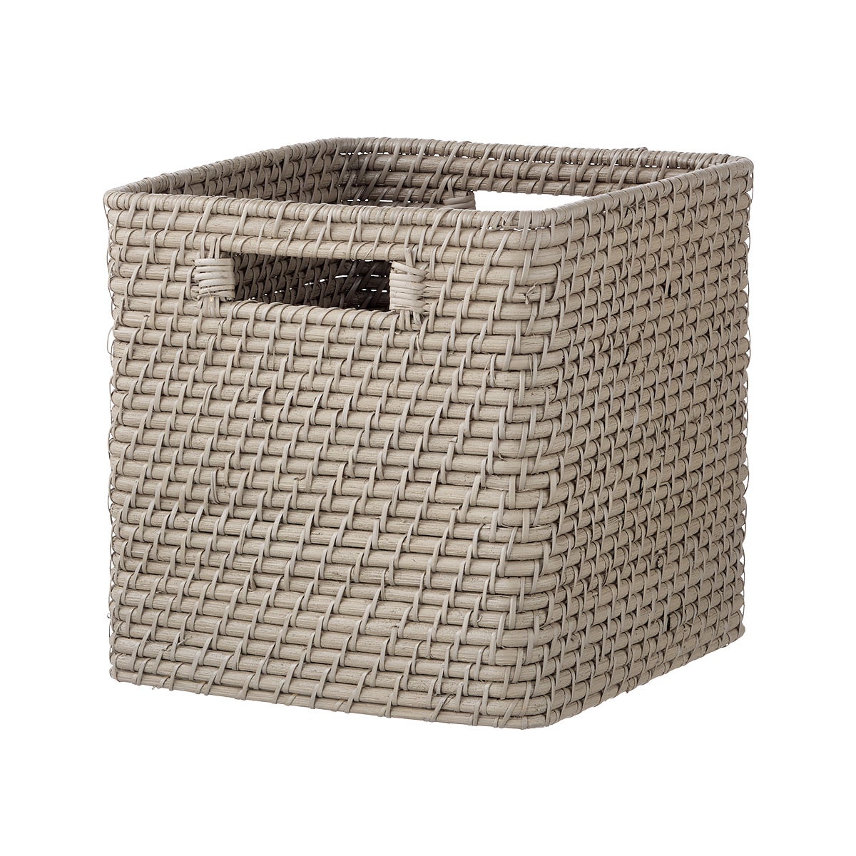 The Container Store Large Ori Rattan Cube Grey