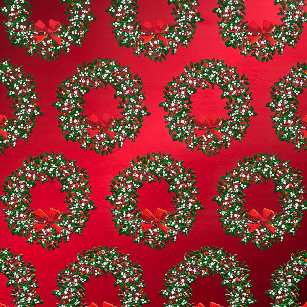 Mara-Mi Wreaths Red Foil Wrapping Paper