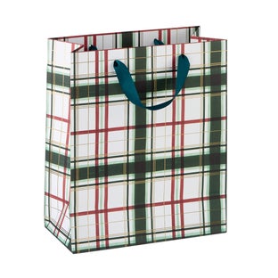 waste not paper Holiday Painted Plaid Gift Bag