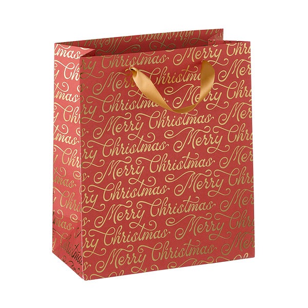 Merry Christmas Script Gift Bag | The Container Store