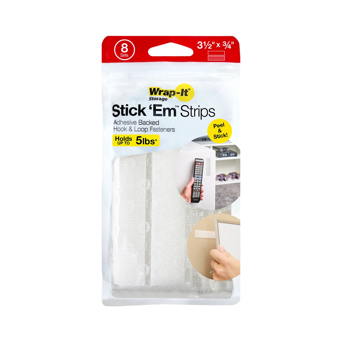 Wrap It Stick Em Adhesive Strips White Pkg/8