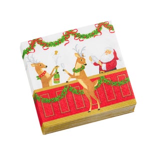 Caspari Santas Bar Cocktail Napkins Pkg/20