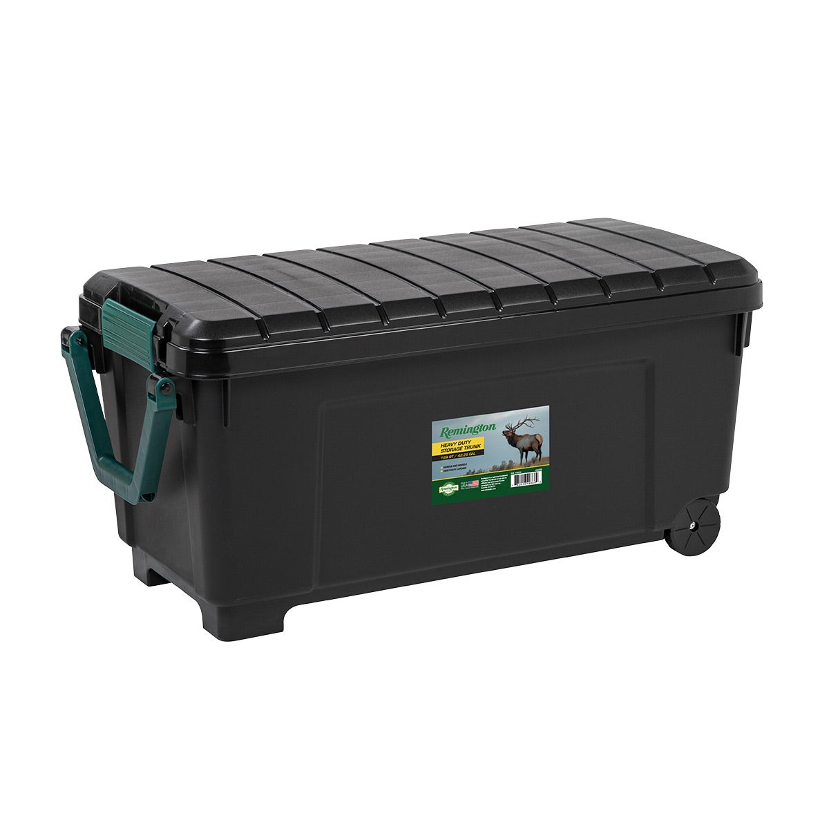 Iris 42 gal. Store-It-All Trunk with Wheels Black/Green Buckle