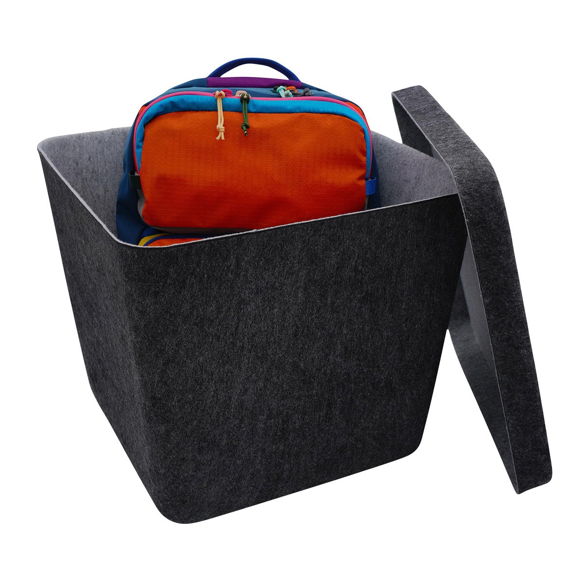 Welaxy XL Lidded Felt Bin Charcoal