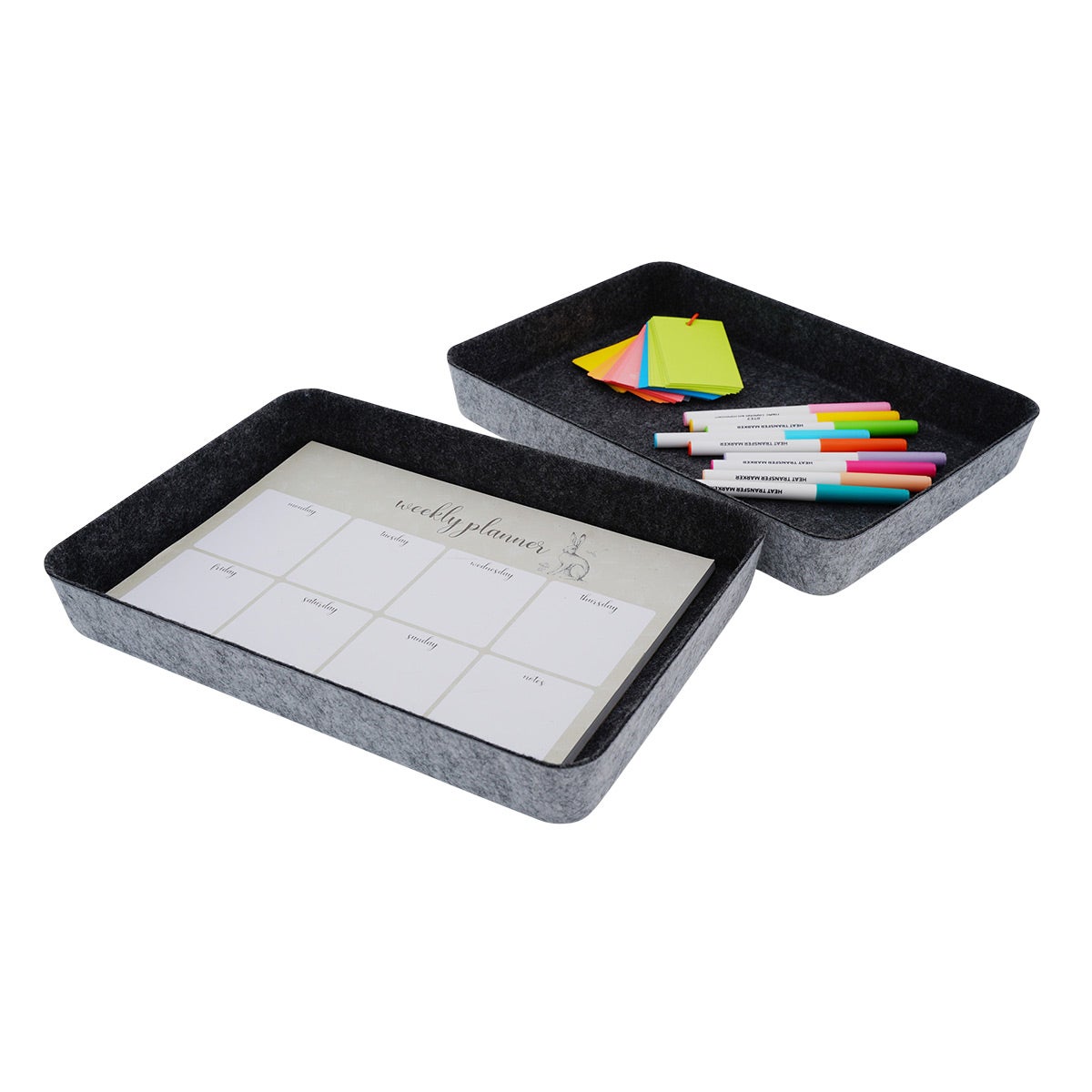 Welaxy Felt Paper Tray Charcoal Set of 2