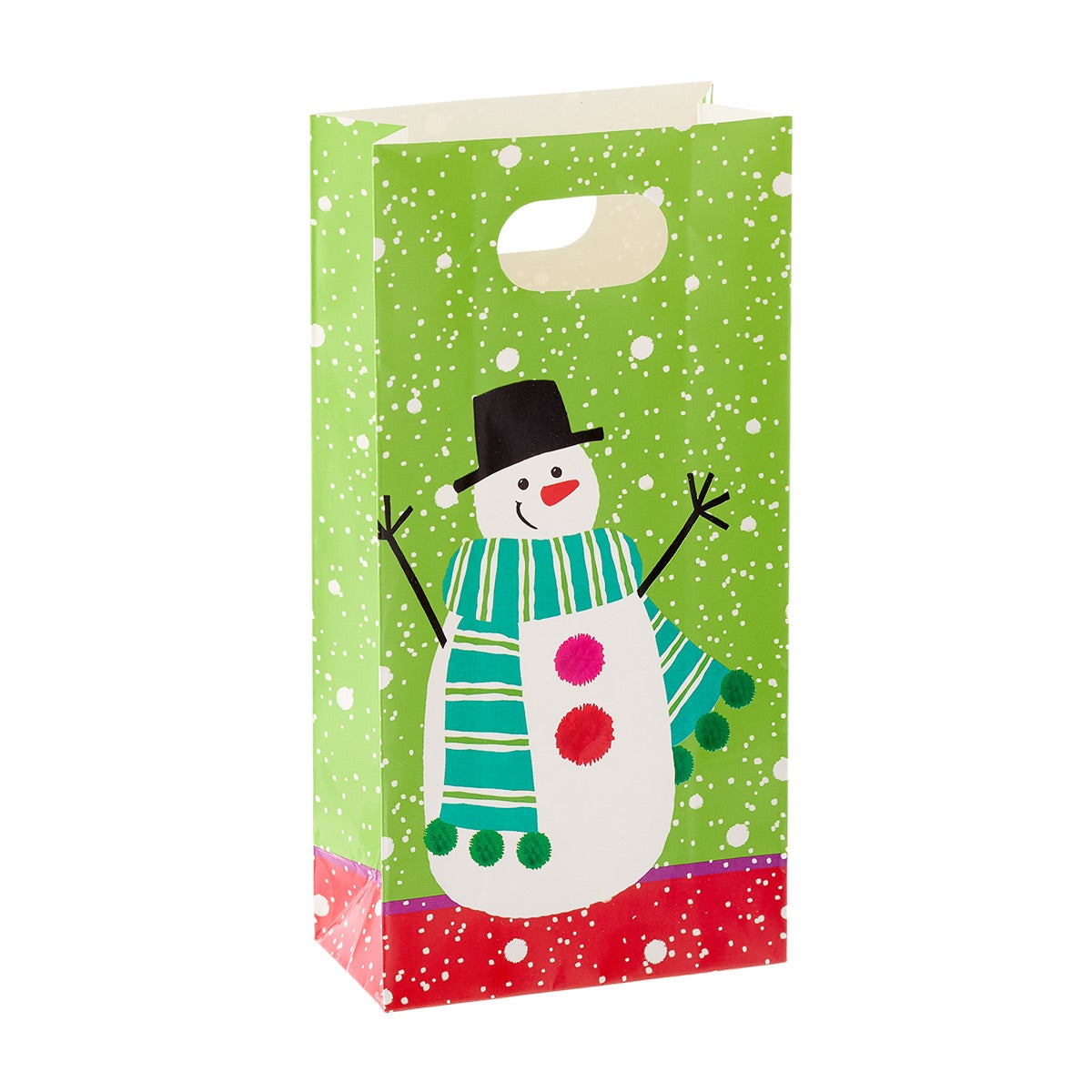 Caspari Favor Party Bags Snowmen Green Pkg/8
