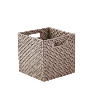 Copper Rattan Storage Cube with Handles