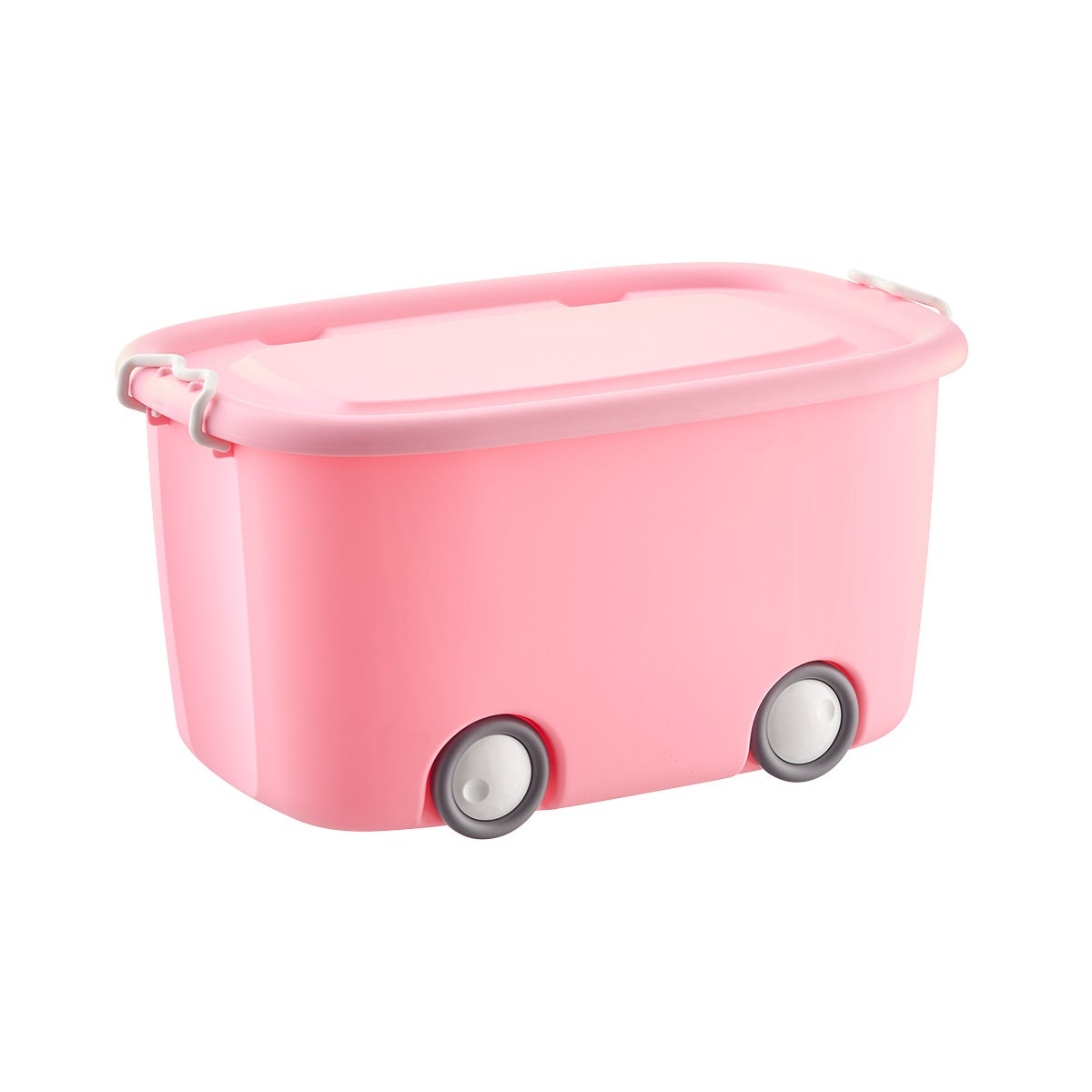 The Container Store Rolling Storage Bin with Lid Pink