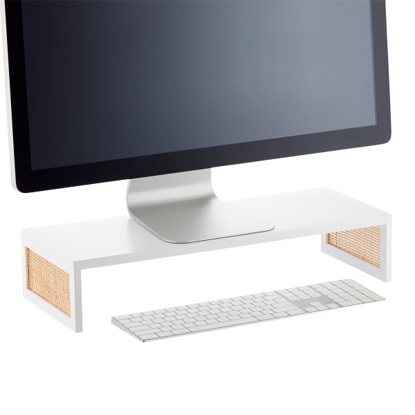 The Container Store Artisan Rattan Cane Monitor Stand - white