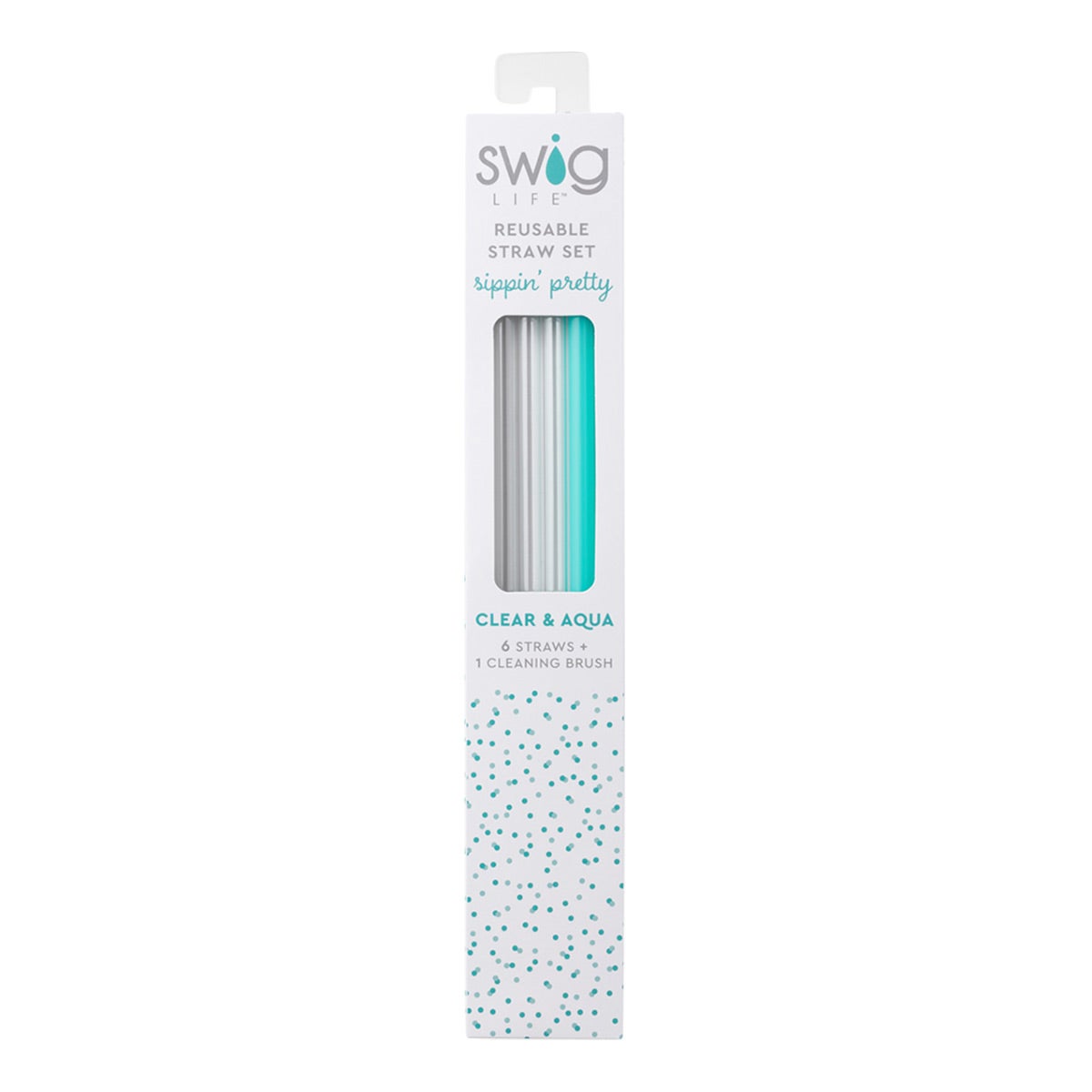 Swig Reusable Straw Set Clear + Aqua