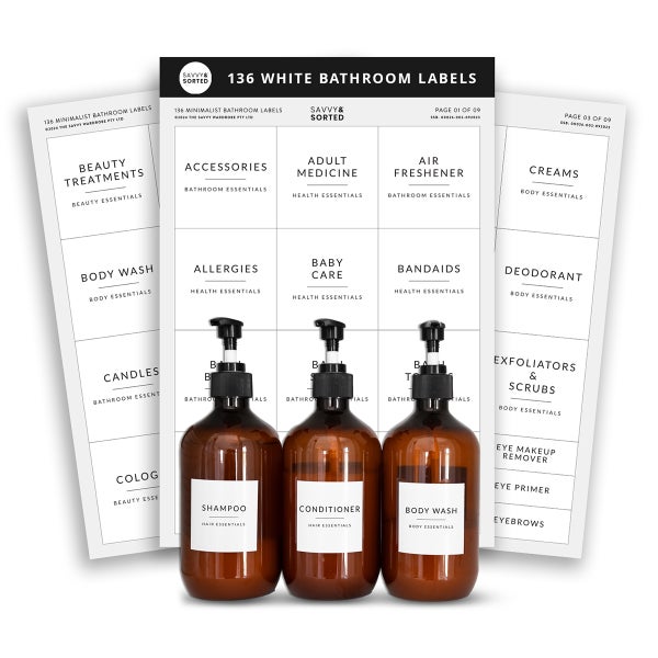 Savvy & Sorted Bathroom Labels Pkg/136