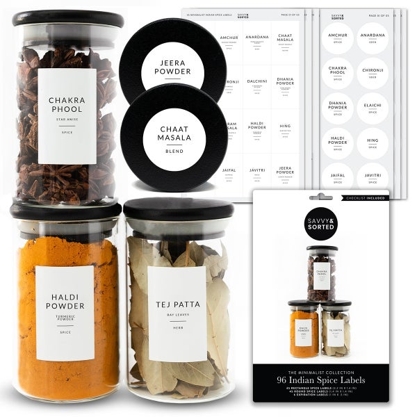 Savvy & Sorted South Asian Spice Labels Pkg/96