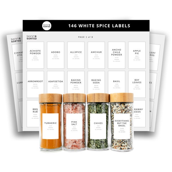 Savvy & Sorted Minimalist Spice Labels Pkg/146