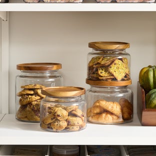 Anchor Hocking Montana Glass Canisters with Acacia Lids