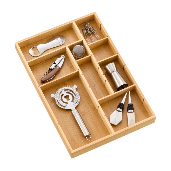 Lipper Adjustable Bamboo Drawer Organizer